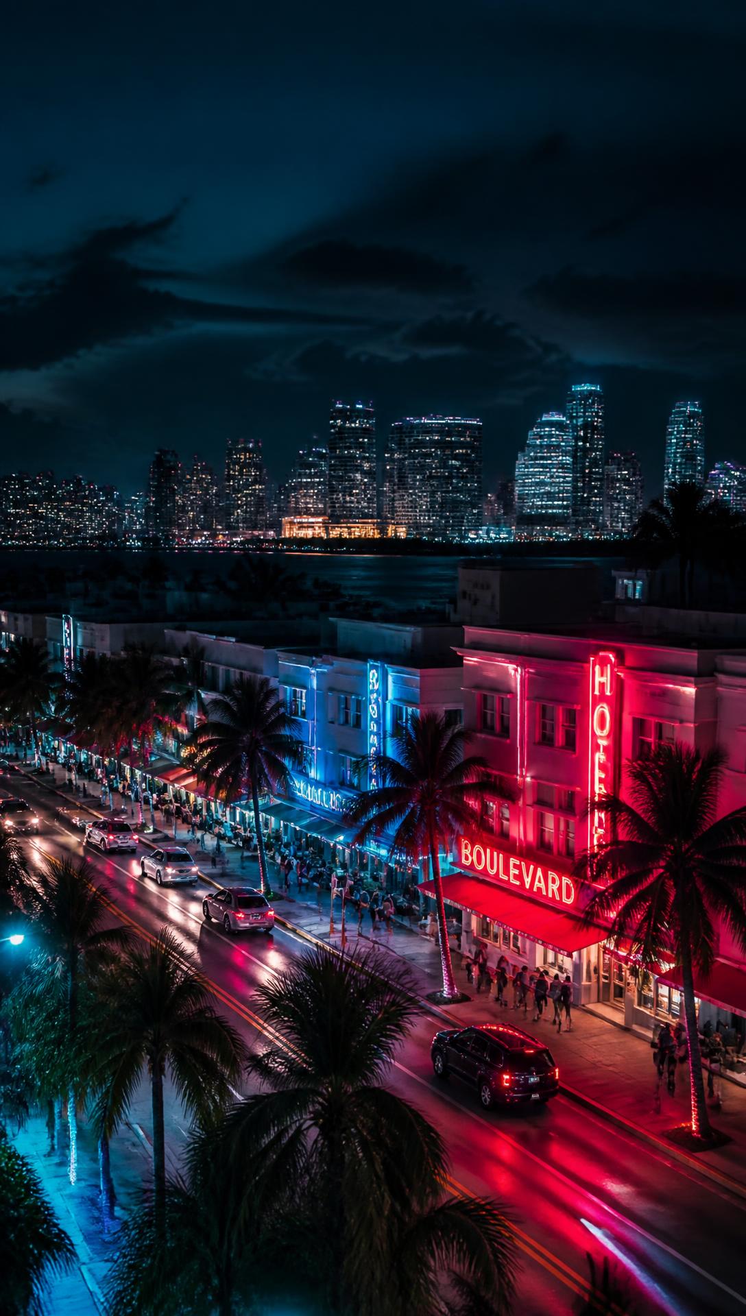 Miami skyline at night